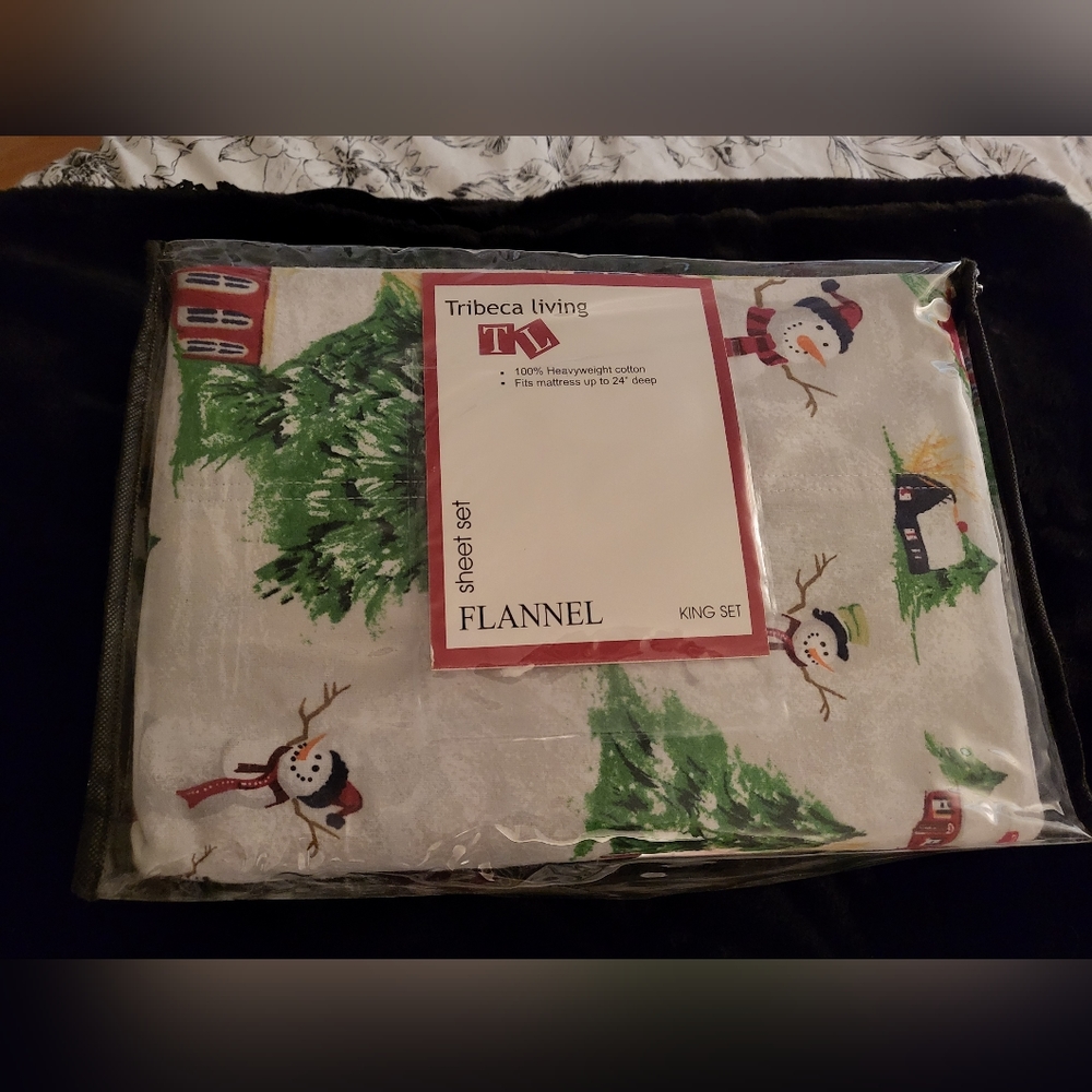 King Size Christmas/Holiday Flannel Sheet Set